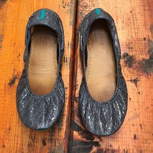 Tieks Slate Grey Croc Size 9 Excellent Shape